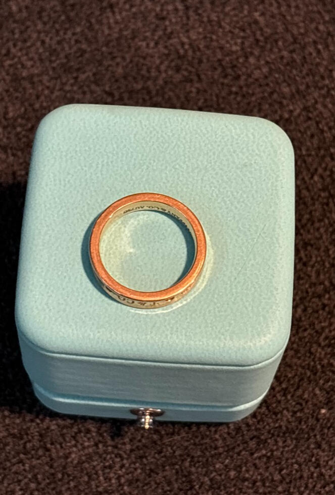 Return To Tiffany & Co. New York 2 Diamond Narrow Band Ring 18k Rose Gold