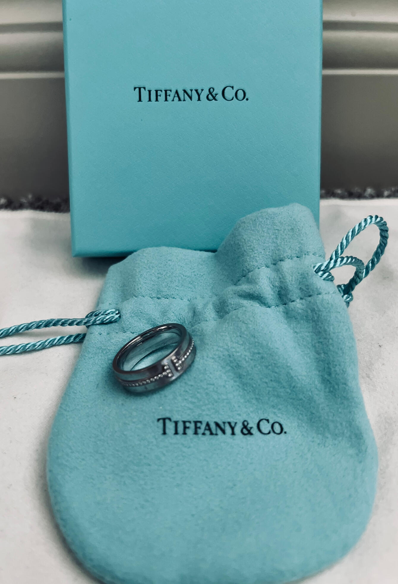 Tiffany T Narrow Diamond Ring in White Gold