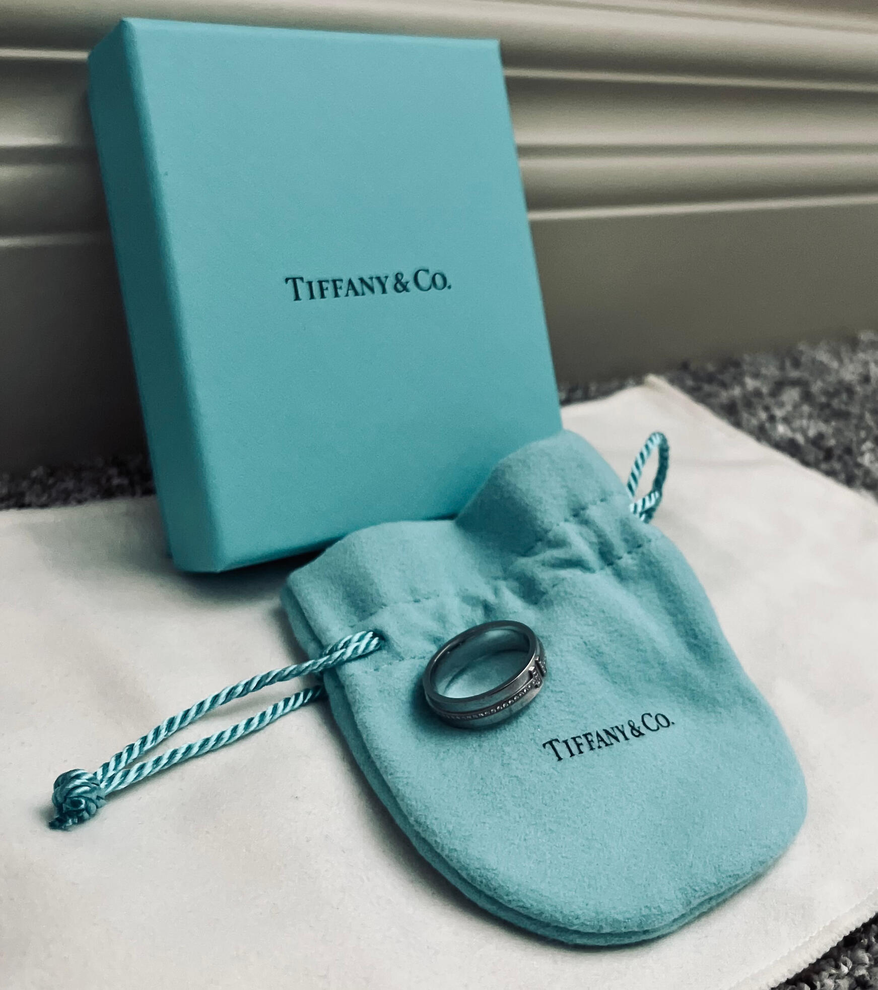 Tiffany T Narrow Diamond Ring in White Gold