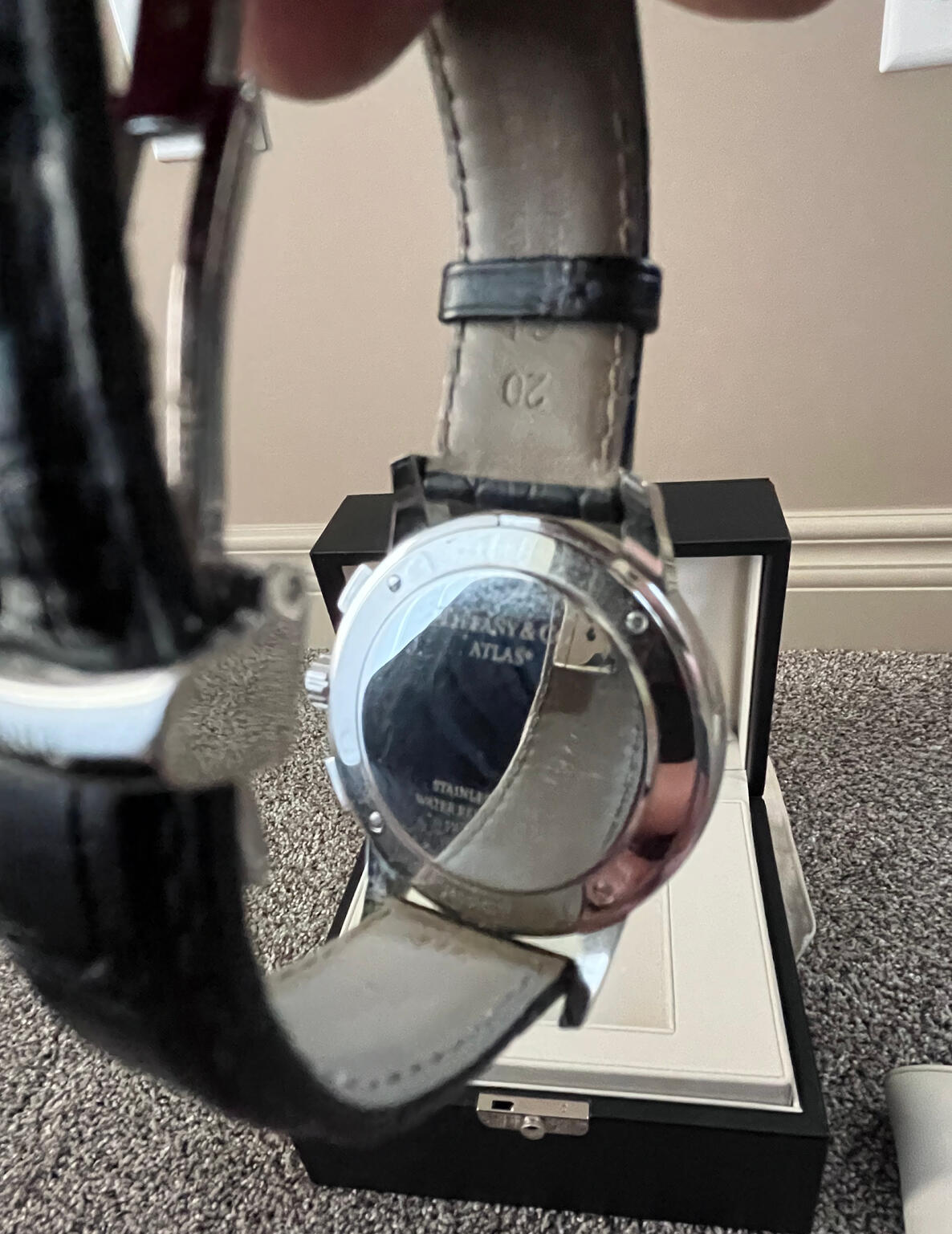 Back of the Tiffany & Co Atlas Chronograph Watch