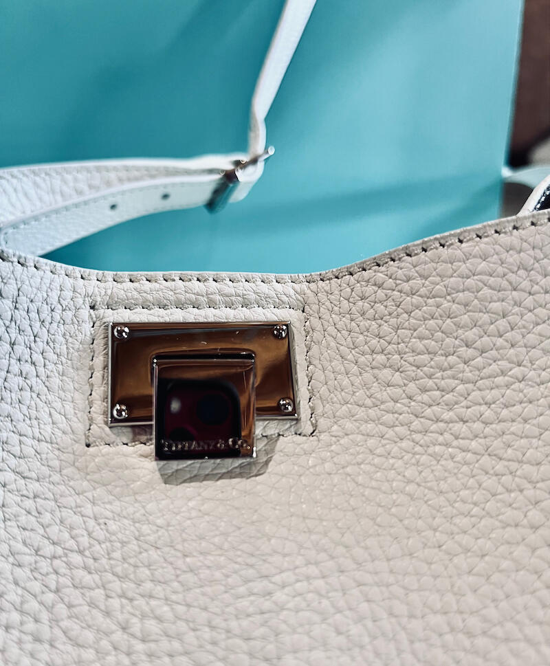 Tiffany & Co. White Leather Crossbody Handbag Buckle