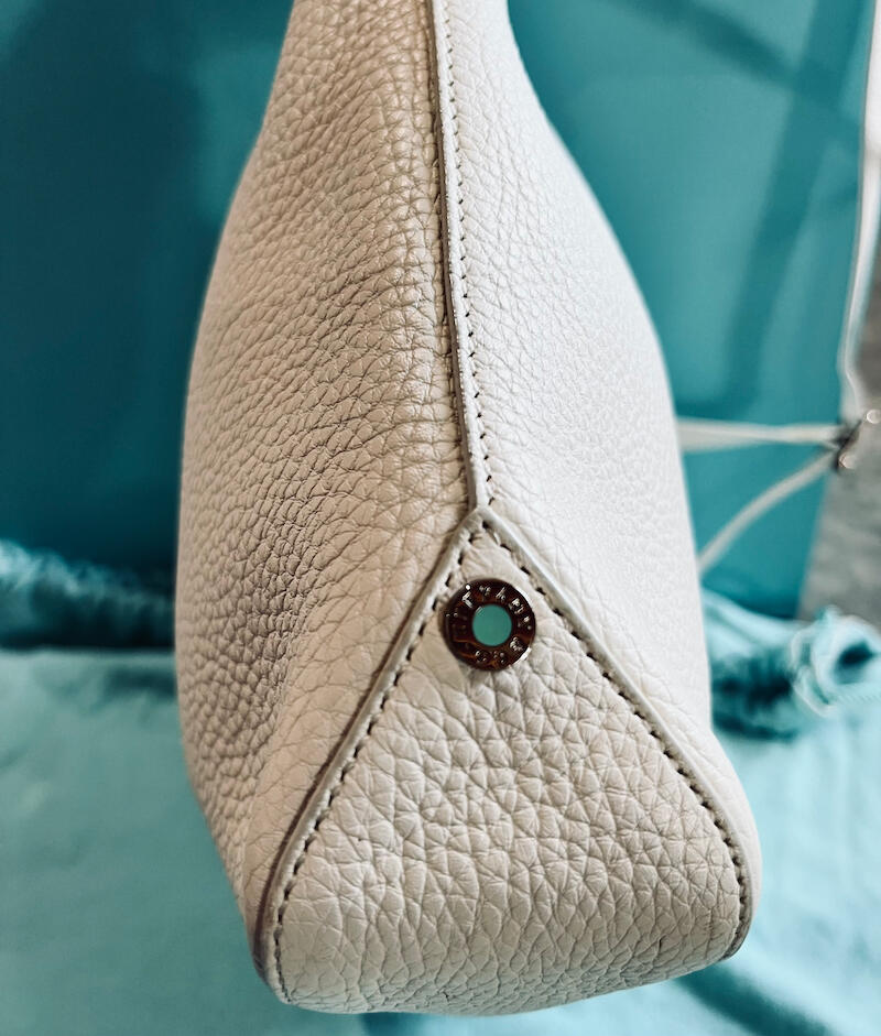 Side of the Tiffany & Co. White Leather Crossbody Handbag