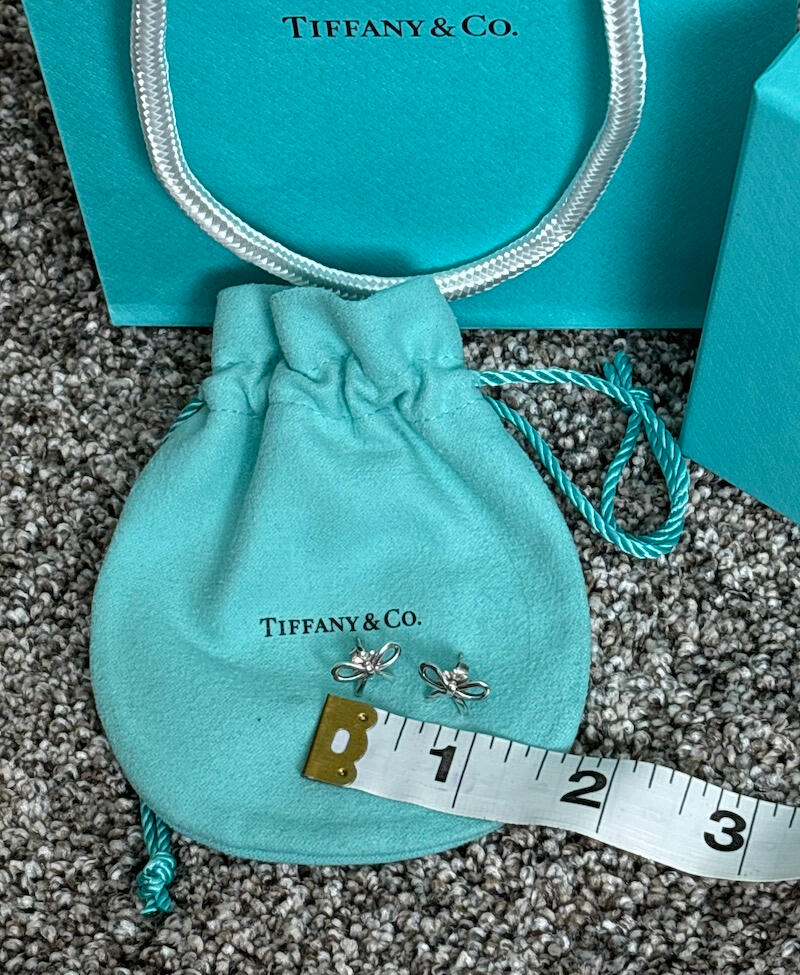 Tiffany & Co Bow Ribbon Stud Earrings 925
