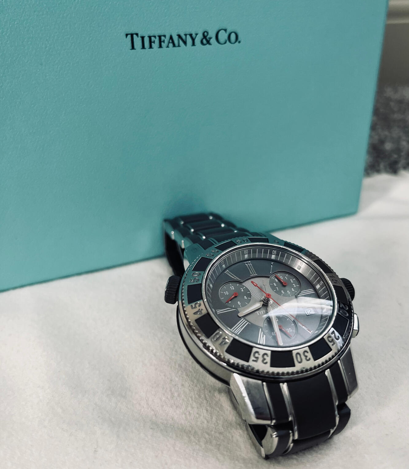Tiffany & Co. Chronograph Stainless Steel Watch T-57