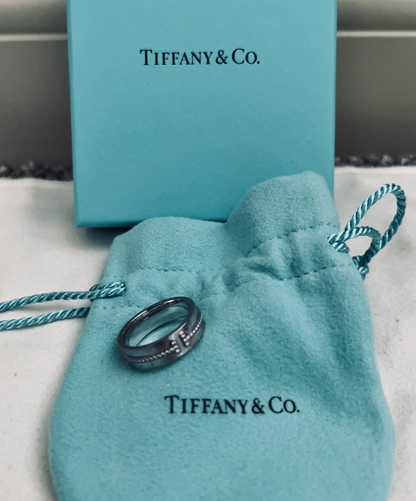 Tiffany T Narrow Diamond Ring in White Gold
