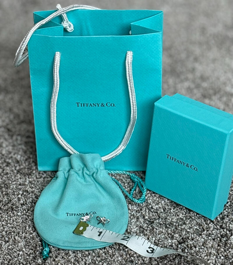 Tiffany & Co Bow Ribbon Stud Earrings 925